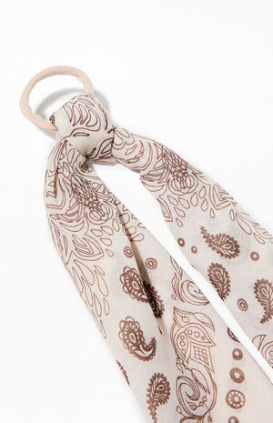 Cream Bandana Scarf Hair Tie image number 2