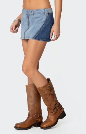 Reni Contrast Zip Denim Mini Skirt image number 4