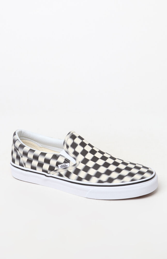 blurred checkerboard vans slip on cheap 