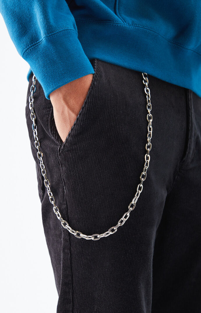 Black Chain Corduroy Trouser Pants