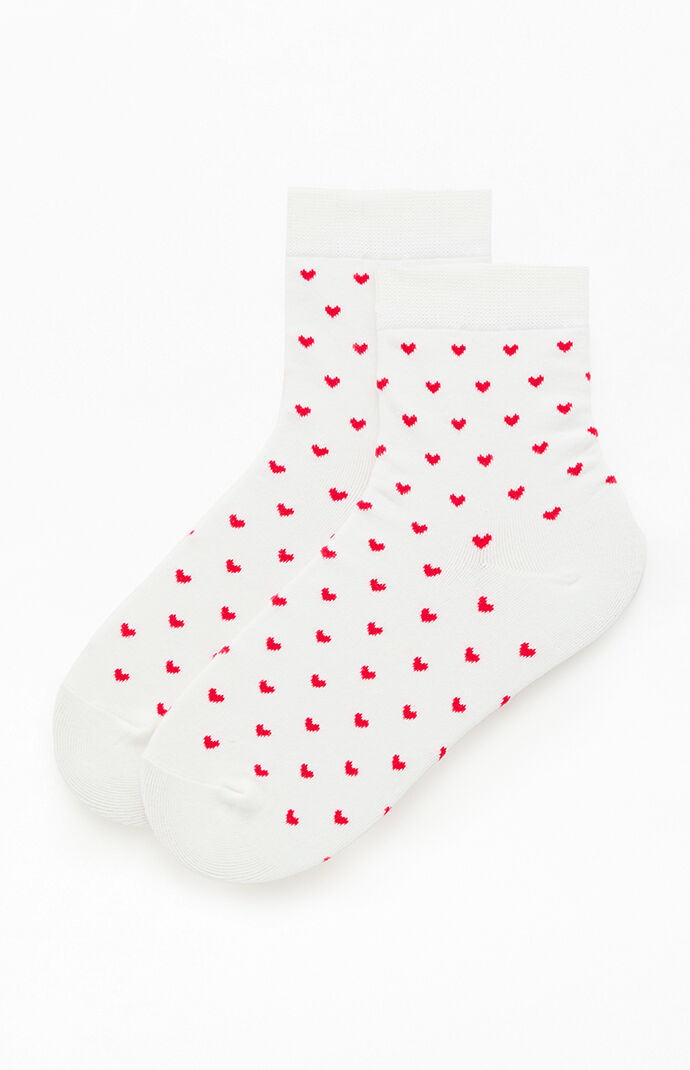 John Galt White & Red Heart Socks