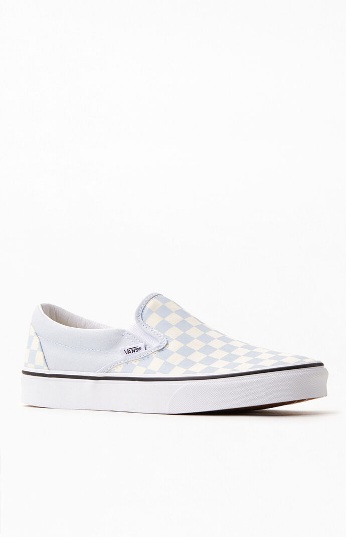 light blue and black checkerboard vans