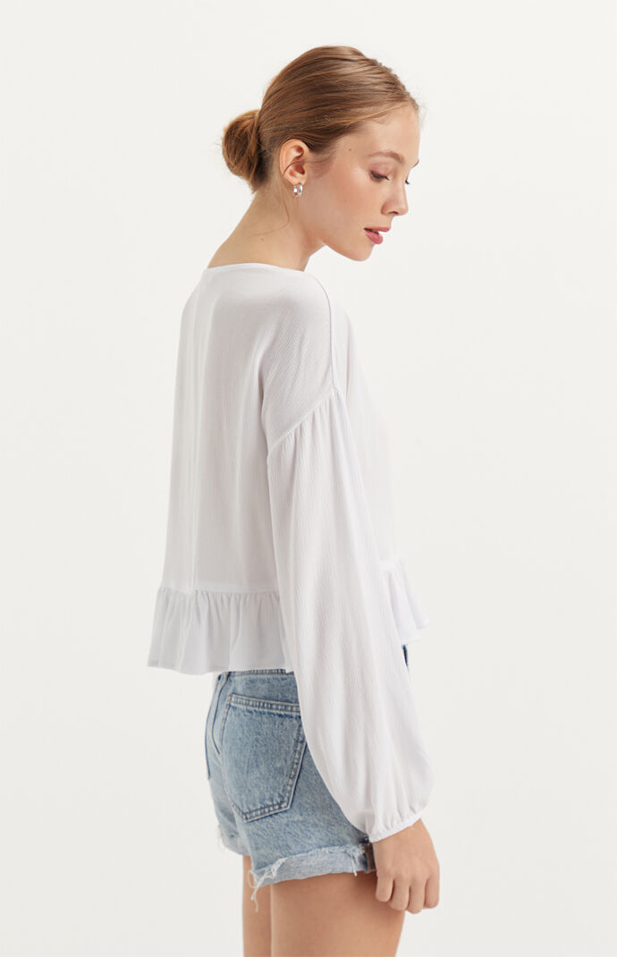 Long Sleeve Ruffle Hem Top