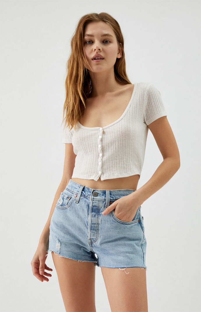 501 levi's high rise shorts