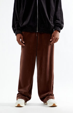 Brown Velour T7 Oversized Track Pants image number 1