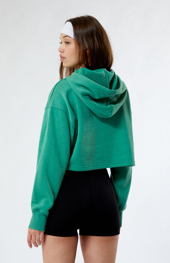 Pacsun Women s Cropped Boxy Hoodie in Green Size Medium