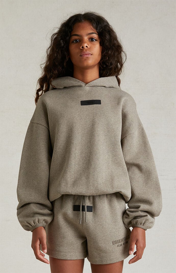 Kids Fear of God Essentials Heathery Grey Hoodie