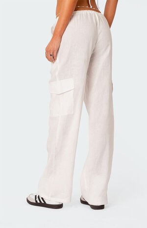 Lyric Linen Low Rise Cargo Pants image number 5