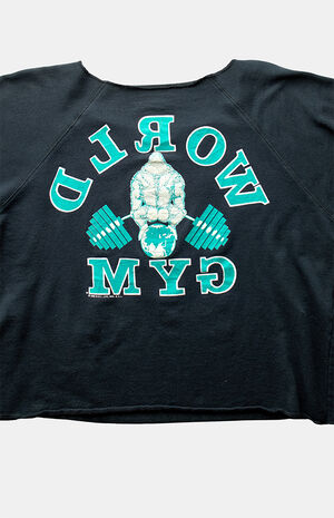 90s World Gym Crew Neck Cropped Sweatshirt image number 3
