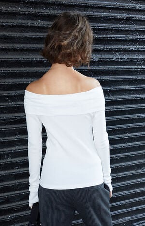 White Peggy Off-The-Shoulder Long Sleeve Top image number 3