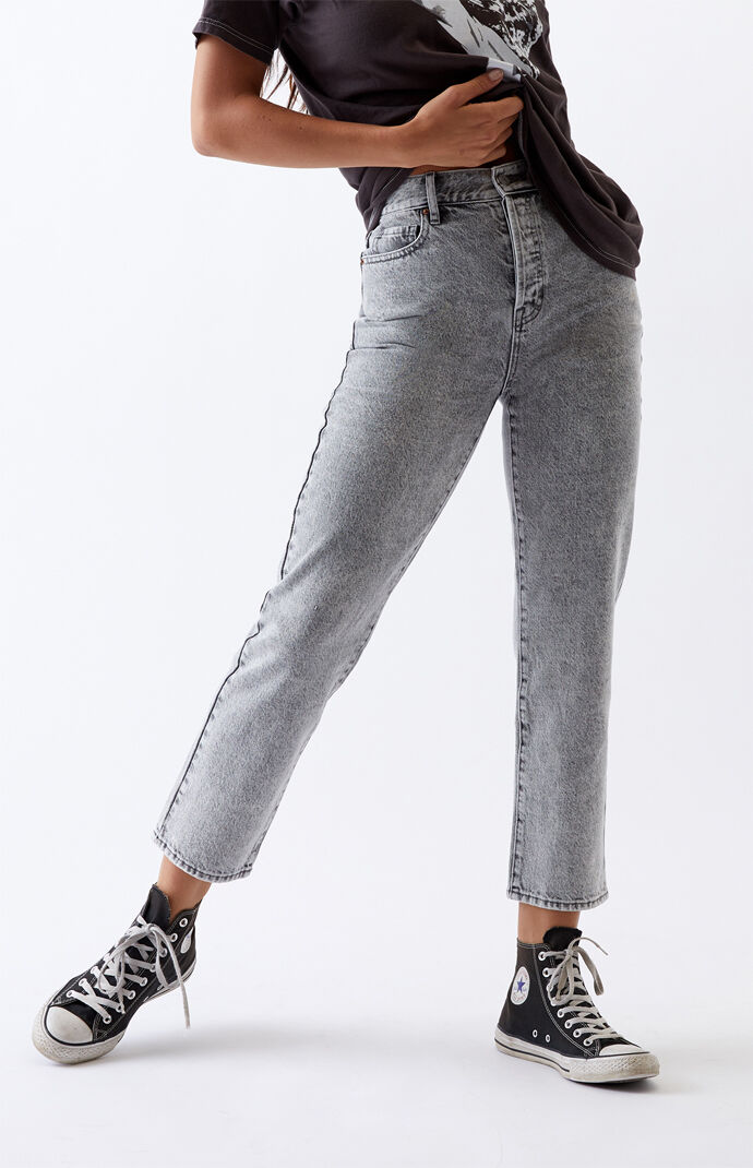 gray high waisted jeans