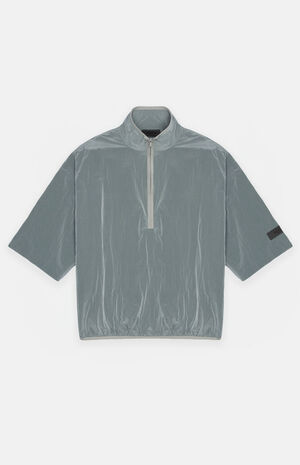 Seal Crinkle Nylon Half Zip Mock Neck Shirt image number 6