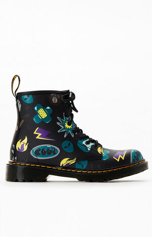 Kids 1460 Sticker Print Leather Lace Up Boots image number 1