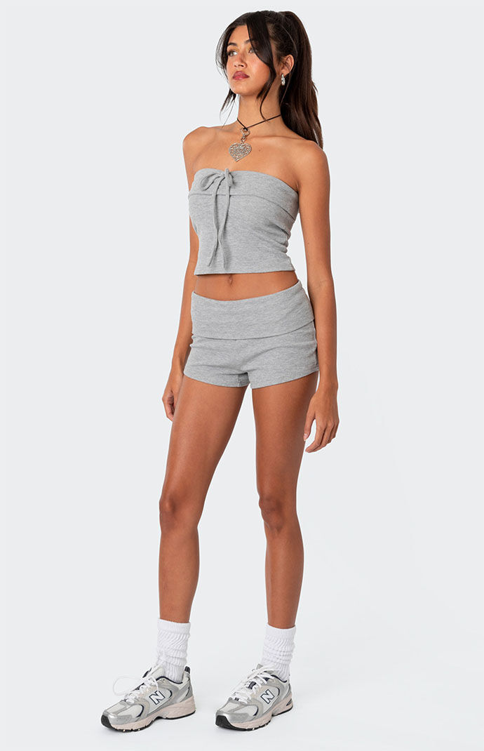 Edikted Lizzy Foldover Waffle Tube Top | PacSun