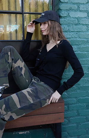 Black Button Down Cardigan image number 3