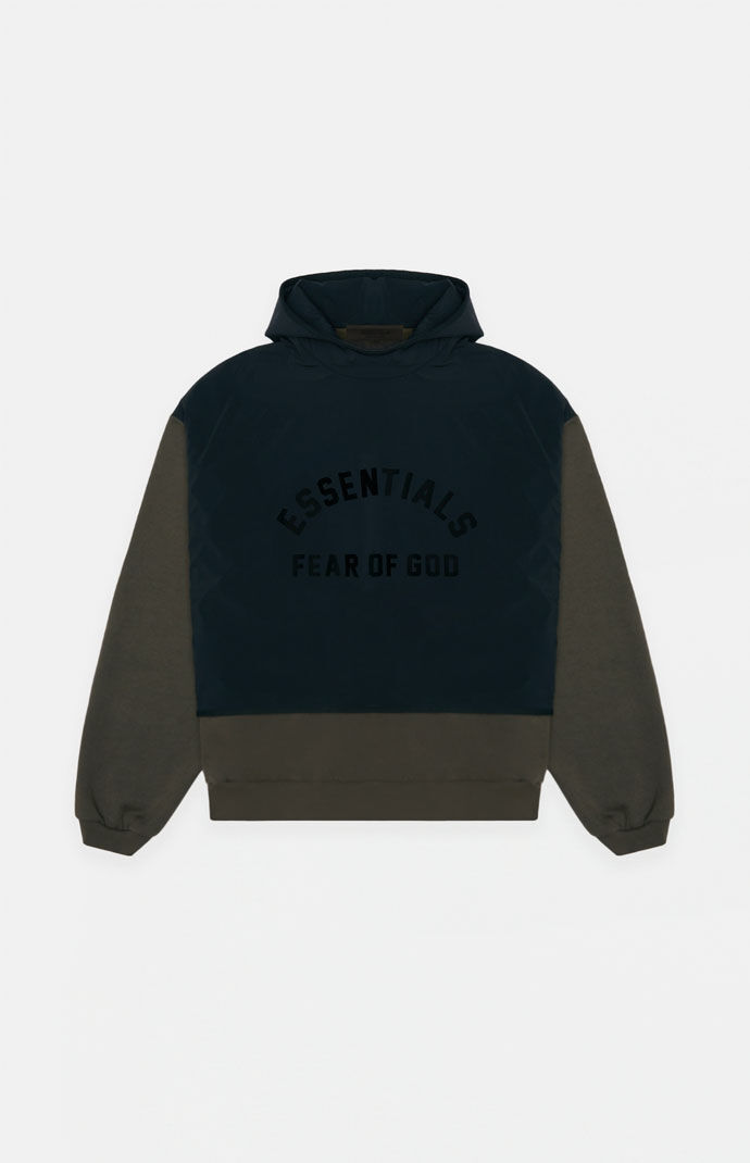 Fear of God Essentials Ink Jet Black Nylon Fleece Hoodie