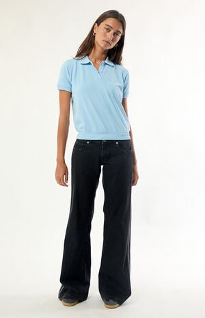 Blue Pique Short Sleeve Polo Shirt image number 5