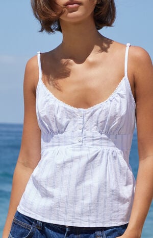 White Striped Tiffany Tank Top image number 1
