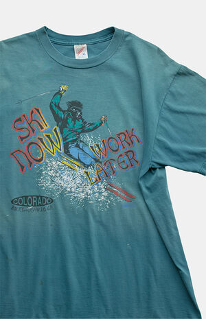 '90s Ski Now Work Later Graphic T-Shirt image number 3