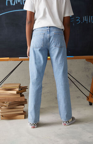 Eco Light Blue Ripped Straight Leg Jeans image number 4