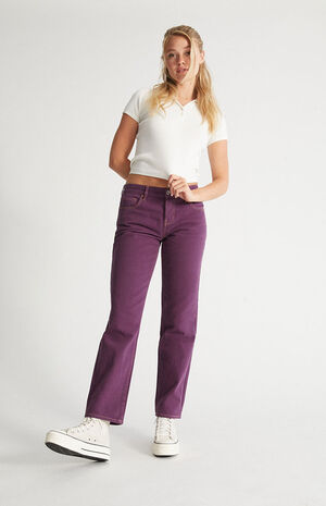 Eco Violet Low Rise Straight Leg Jeans image number 4