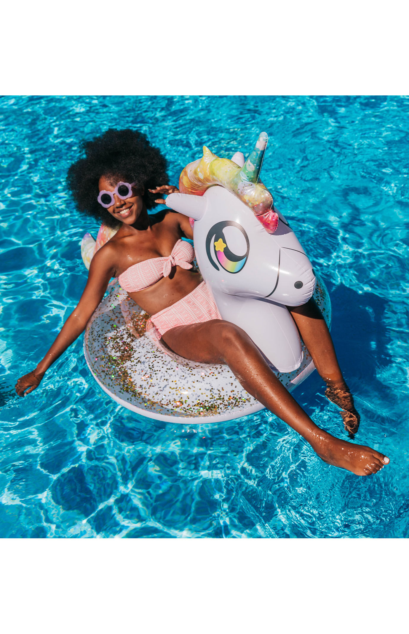 PoolCandy Inflatable 40" Glitter Unicorn Pool Tube