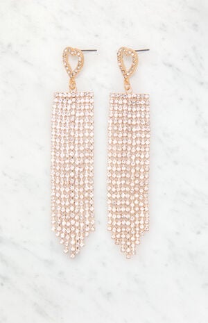Rhinestone Heart Duster Earrings image number 1