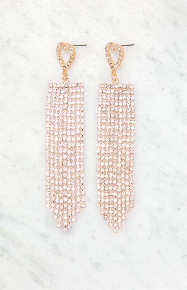 LA Hearts Rhinestone Heart Duster Earrings
