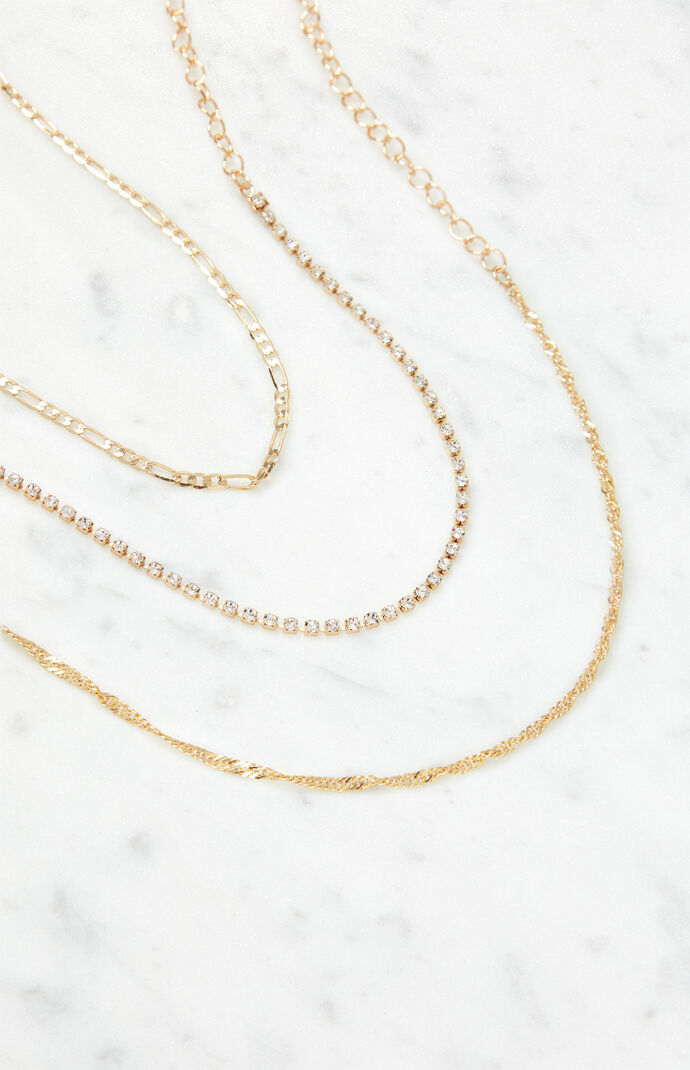Three Pack Gold Chain Anklets