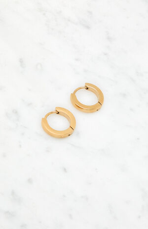 14K Gold Plated Huggie Hoop Earrings image number 2