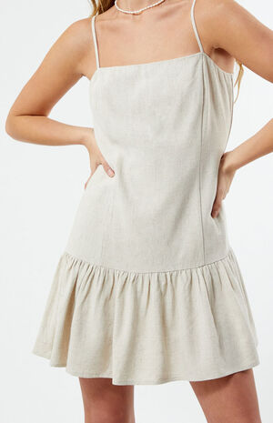 Linen Drop Waist Mini Dress image number 3