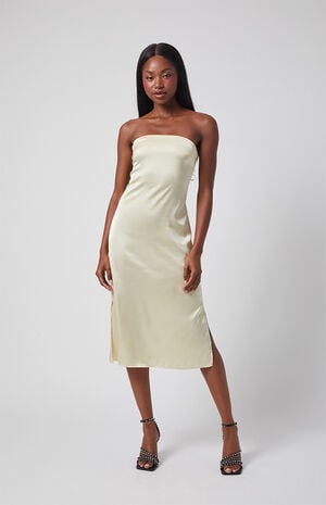 Beverly and Beck Strapless Satin Midi Dress | PacSun