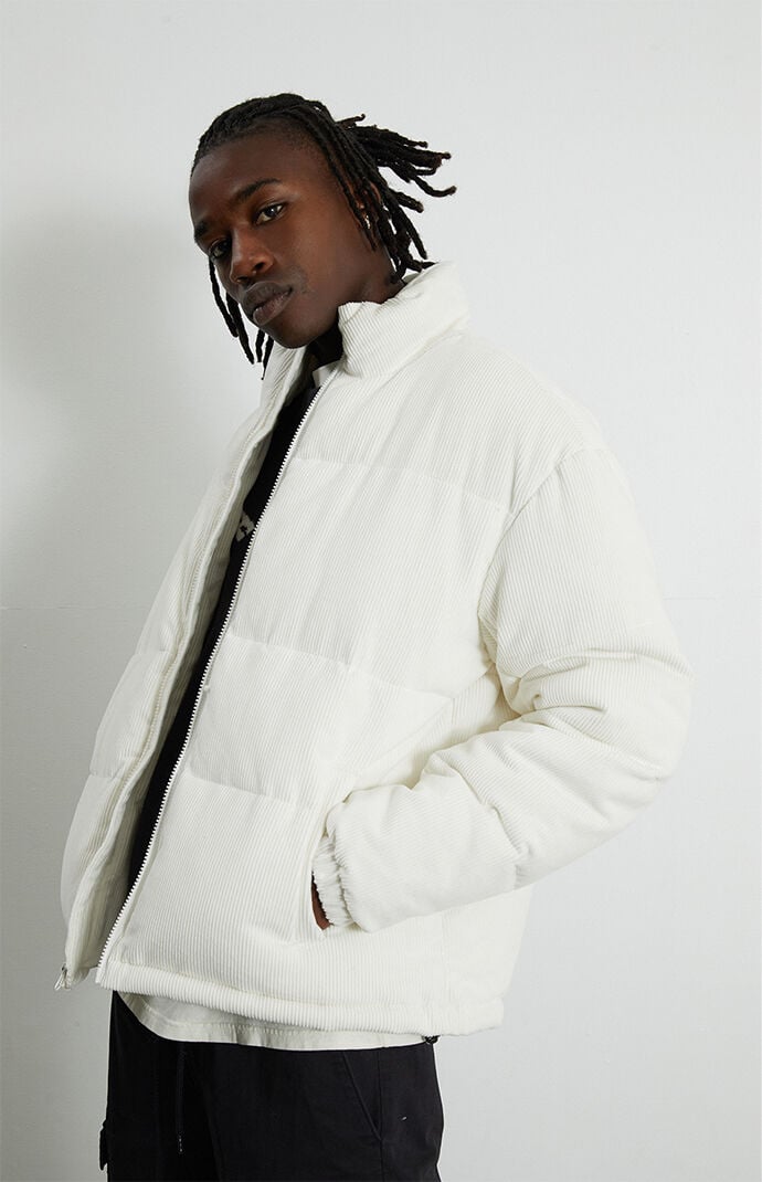 White corduroy sales puffer jacket