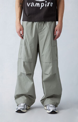 Olive Canvas Parachute Pants image number 1