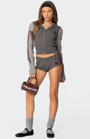 Heart Knit Zip Up Hoodie image number 2