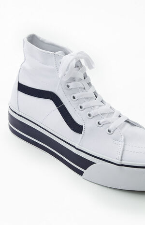 White & Navy Sk8-Hi Tapered Stackform Sneakers image number 6