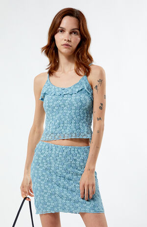 Bubble Lace Mid Rise Mini Skirt image number 1