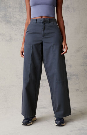 Navy Wide Leg Trousers Navy Wide Leg Trousers image number 1