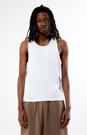 White Classic Ribbed Muscle Tank Top image number 1