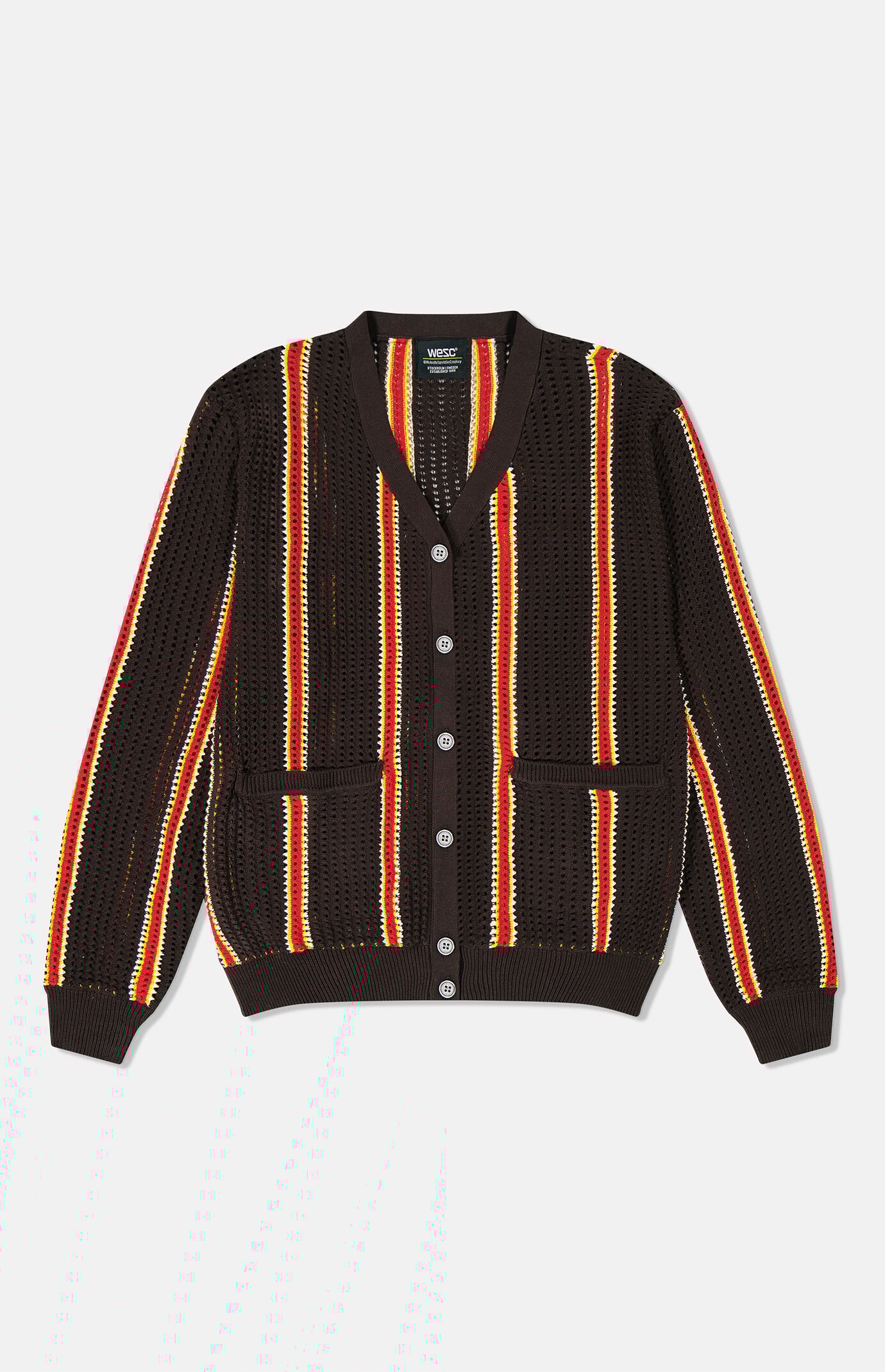 WeSC Borik Chocolate Stripe Open Knit Cardigan