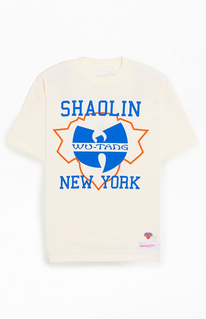 Mitchell & Ness Men's NBA New York Knicks x Wu-Tang Shaolin T-Shirt in Cream - Size XL