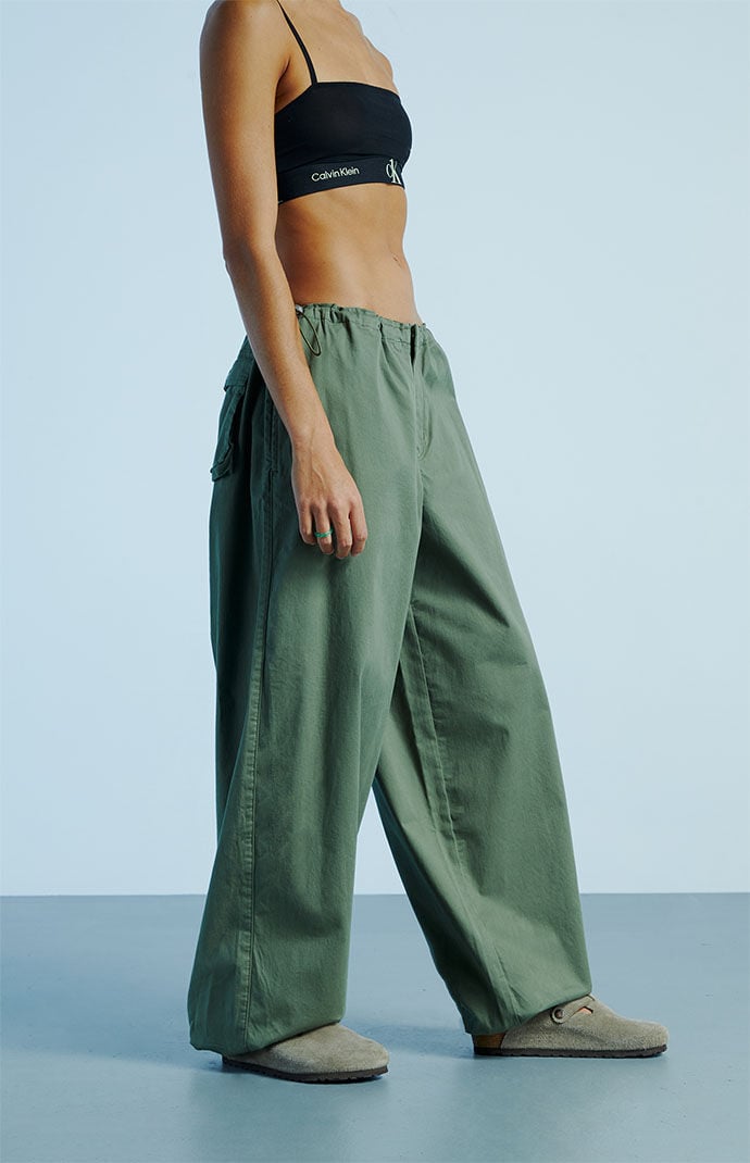 Pacsun Olive Low Rise Parachute Pants | PacSun