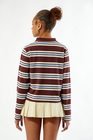Megan Striped Long Sleeve Polo Shirt image number 5