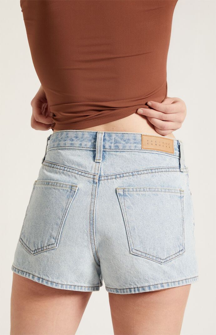 Pacsun Ivy High Waisted Denim Festival Shorts Light Blue