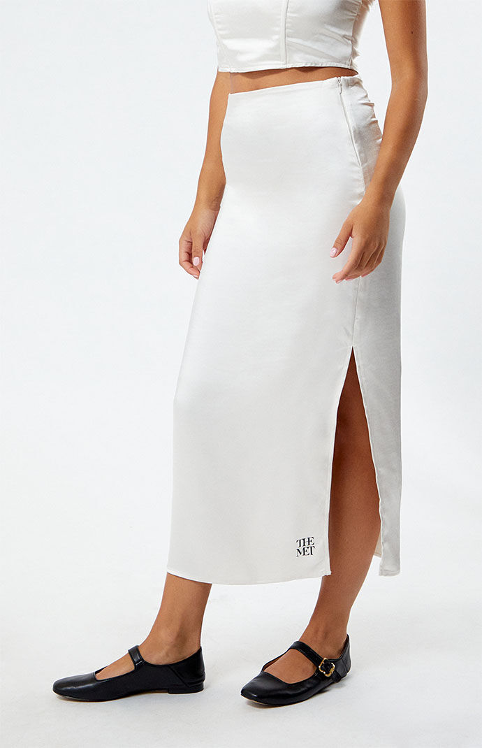 Satin midi skirt shop missguided