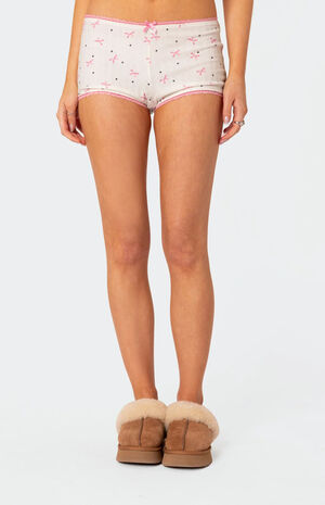 Shelly Pointelle Printed Micro Shorts image number 2