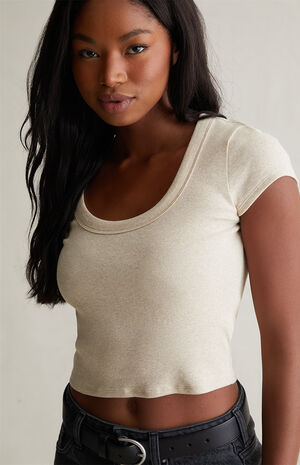 Tessa Scoop Short Sleeve Crop Top image number 2