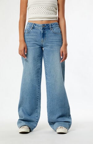 Eco Medium Indigo Low Rise Baggy Jeans image number 2