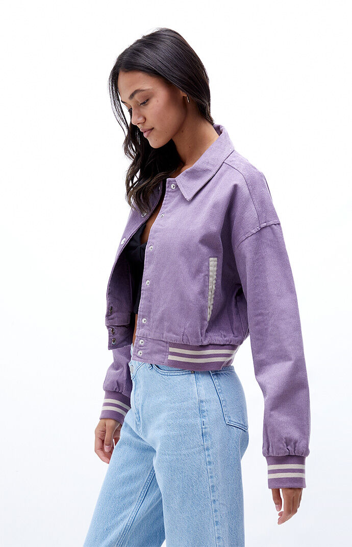 LA Hearts Purple Corduroy Bomber Jacket PacSun