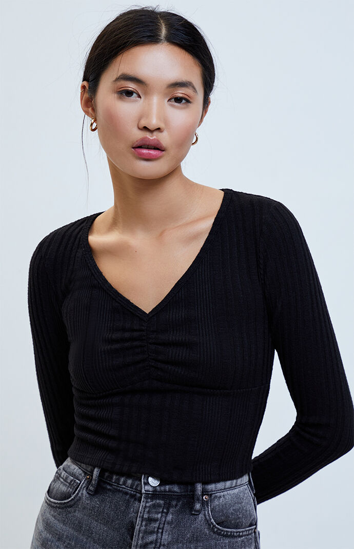 Long Sleeve Cinched Front Top